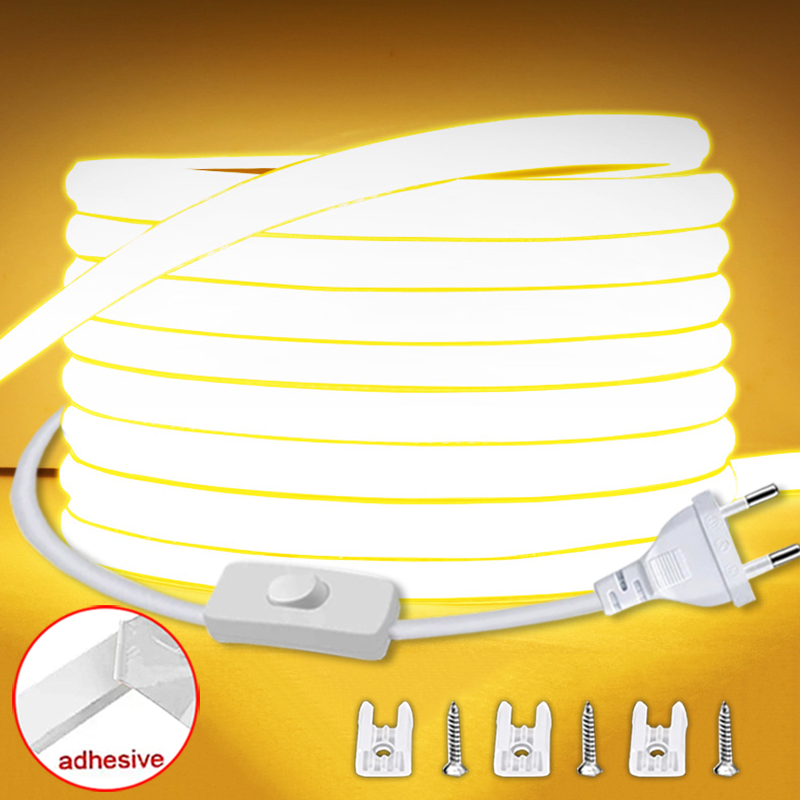 COB Led 스트립 EU 전원 220V LED 스트립 - Outdoor Power Strip Weatherproof 리뷰 및 가격